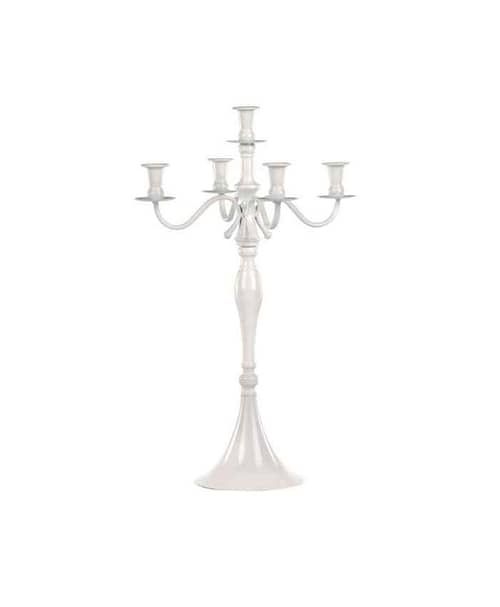 Immagine e commerce Candelabro metallo bianco a 5 fiamme con stelo a balaustra alto 63 cm