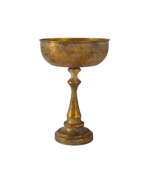 Immagine e commerce Coppa metallo oro antico con gambo a balaustra vaso grande diametro 22 h33 cm