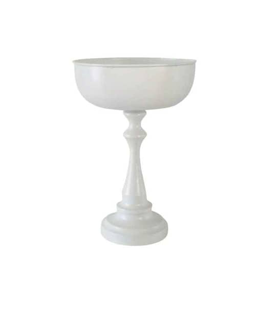 Immagine e commerce Coppa metallo bianco con gambo a balaustra vaso grande diametro 22 h33 cm