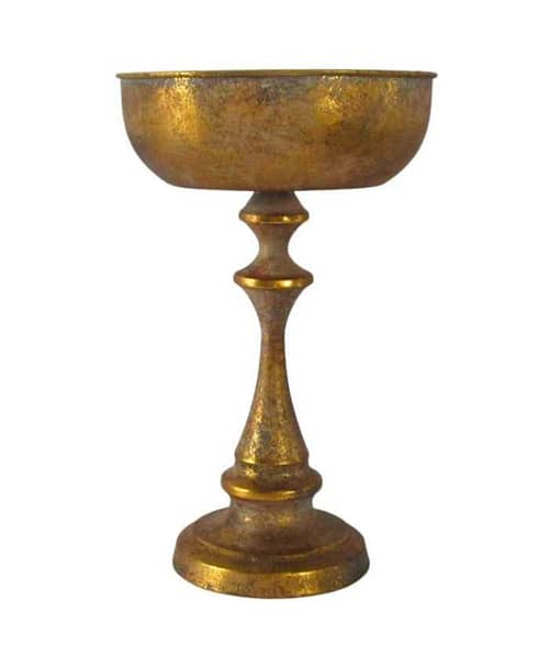 Immagine e commerce Coppa metallo oro antico con gambo a balaustra vaso grande diametro 22 h37 cm