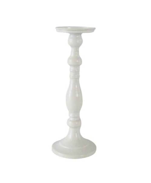 Immagine e commerce Candeliere metallo bianco con fusto a balaustra alto 30 cm