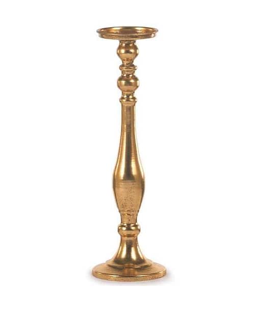 Immagine e commerce Candeliere metallo oro lucido con fusto a balaustra alto 36 cm