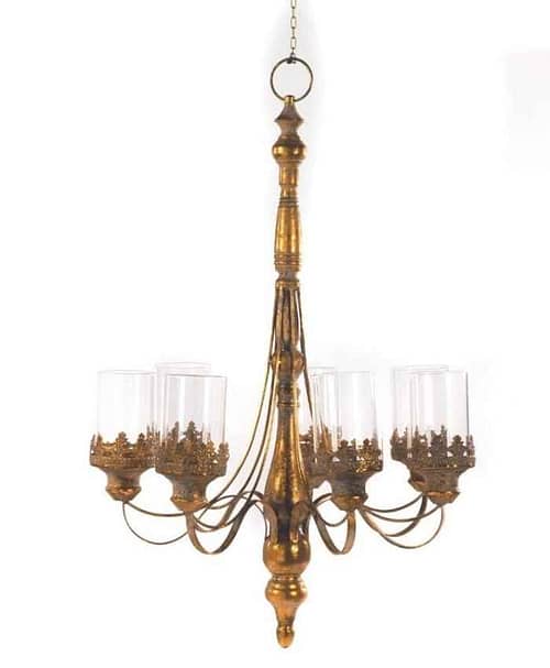 Immagine e commerce Lampadario per matrimonio stile antico in metallo oro 7 braccia con parafiamma h58 cm