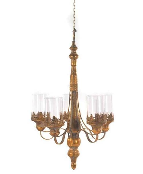 Immagine e commerce Lampadario per matrimonio stile antico in metallo oro 5 braccia con parafiamma h58 cm