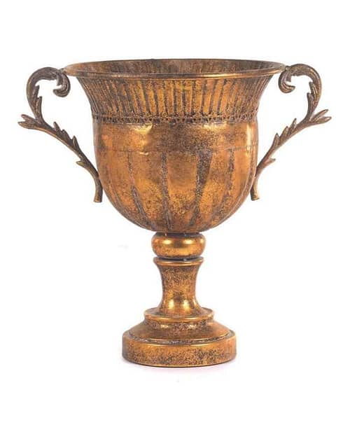 Immagine e commerce Coppa metallo a calice con manici Diametro 32 alta 42 cm oro antico