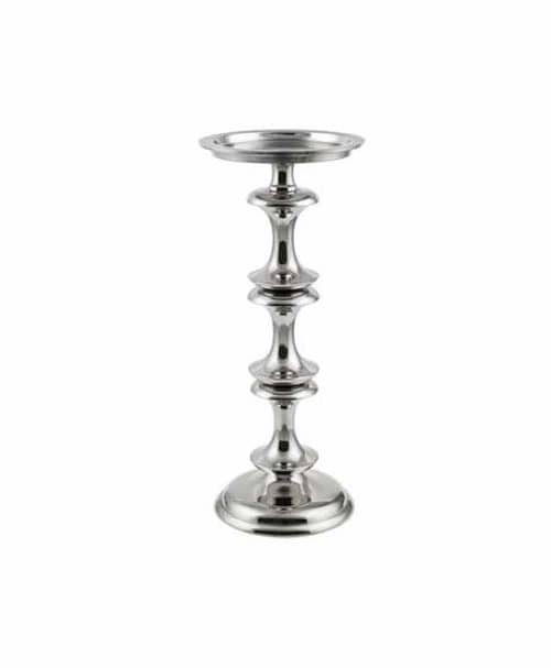 Immagine e commerce Candeliere alluminio piattino ampio stelo a balaustra cm 13 h24