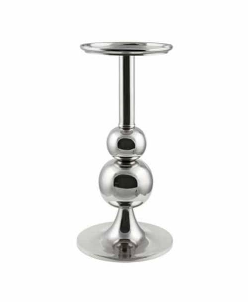 Immagine e commerce Candeliere alluminio fusto lineare con ornamenti sferici cm 24 h46