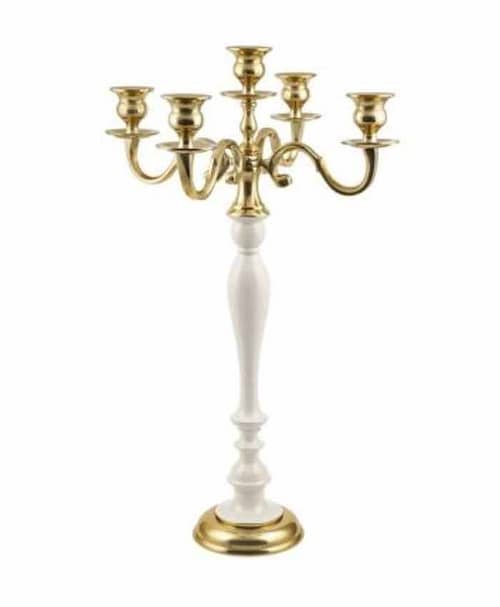 Immagine e commerce Candelabro metallo oro avorio 5 fiamme stile classico cm 38 h76