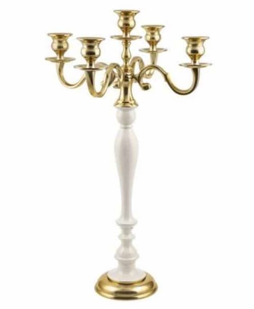 Immagine e commerce Candelabro metallo oro avorio 5 fiamme stile classico cm 53 h120