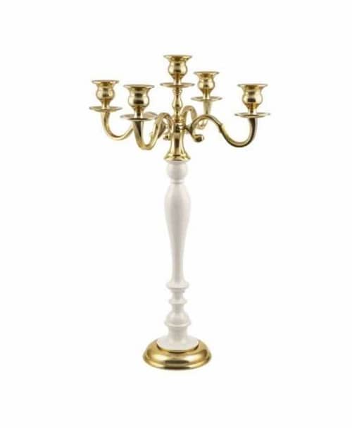 Immagine e commerce Candelabro metallo oro avorio 5 fiamme stile classico cm 36 h59