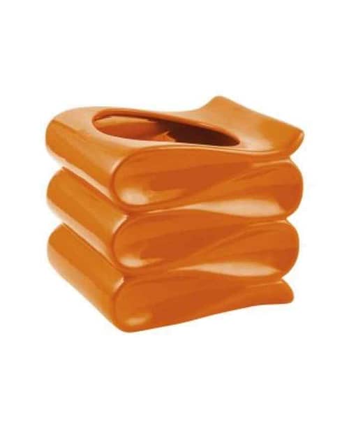 Immagine e commerce Portavaso per Orchidea cubo ondulato in ceramica smaltata Arancio