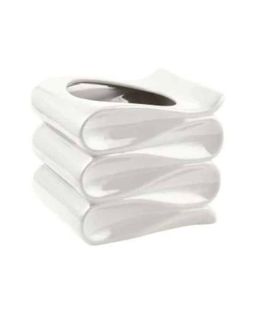 Immagine e commerce Portavaso per Orchidea cubo ondulato in ceramica smaltata Bianco