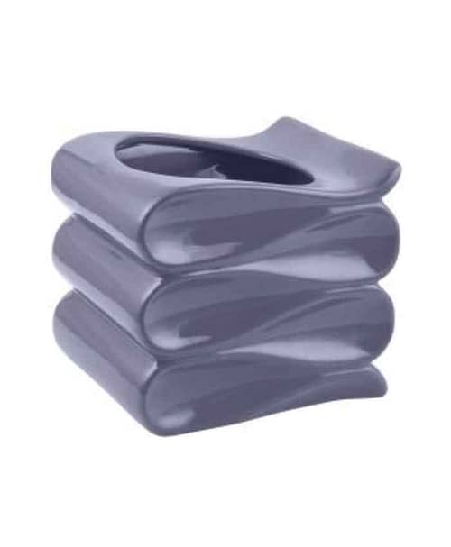 Immagine e commerce Portavaso per Orchidea cubo ondulato in ceramica smaltata Lilla