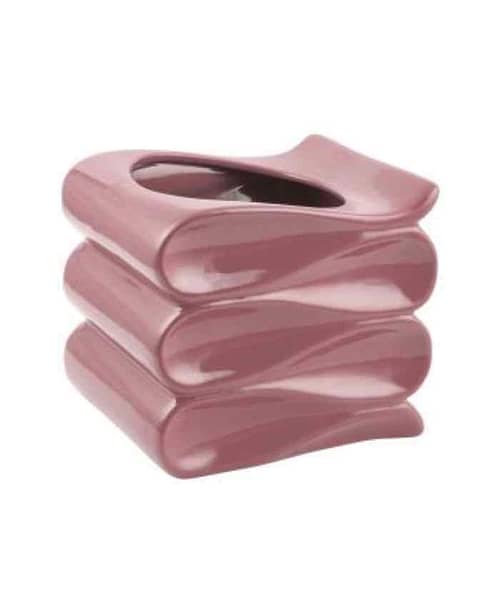 Immagine e commerce Portavaso per Orchidea cubo ondulato in ceramica smaltata Rosa