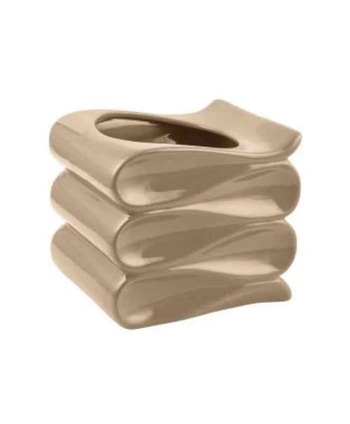 Immagine e commerce Portavaso per Orchidea cubo ondulato in ceramica smaltata Tortora