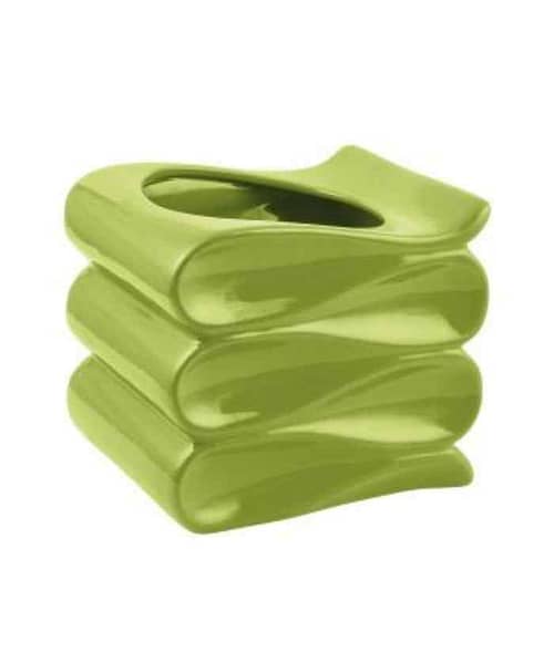 Immagine e commerce Portavaso per Orchidea cubo ondulato in ceramica smaltata Verde