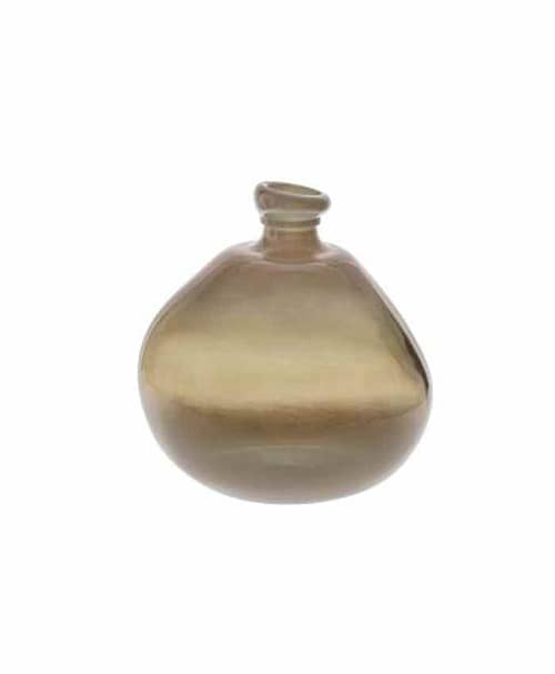 Immagine-e-commerce-Vaso arredo vetro fumè forma bottiglia dal profilo irregolare cm 16 h18