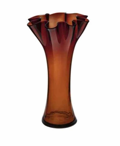 Immagine-e-commerce-Vaso arredo in vetro color bordeaux con orlo smerlato diametro 18 alto 30 cm