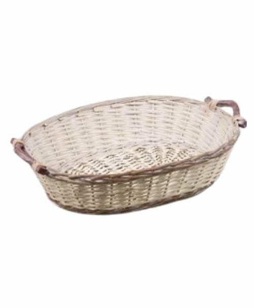 Immagine e commerce Cesto confezionamento Natalizio ovale in vimini bianco e marrone cm 57x44 h 14