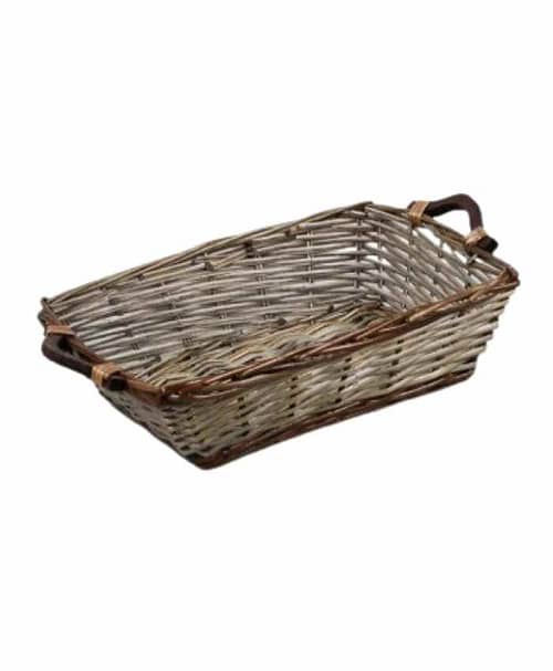 Immagine e commerce Cesto confezionamento Natalizio rettangolare in vimini grigio e marrone cm 40x30 h 12