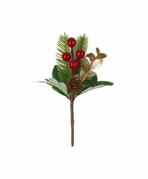 Immagine-e-commerce-Chiudi Pacco Natale con pigna e foglie Oro h cm 18