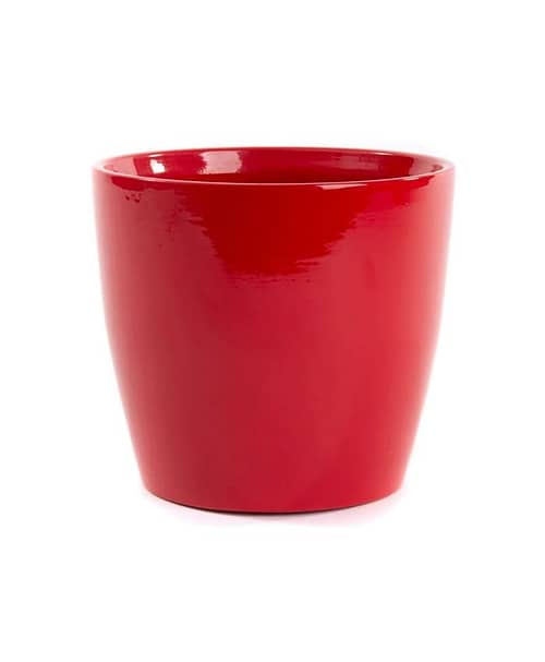 Immagine-e-commerce-Portavaso ceramica forma svasata profilo curvo cm 13 h12 colore rosso