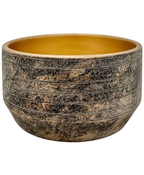 Immagine-e-commerce-Ciotola terrcacotta forma cilindrica decoro righe cm 28 h15 colore marrone