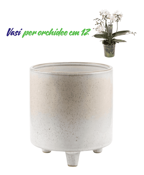Immagine e commerce Vasi per orchidee forma cilidro con piedini colore avorio puntinato