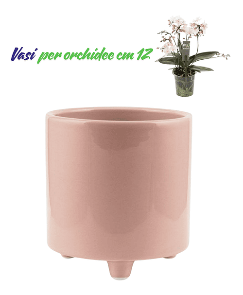 Immagine e commerce Vasi per orchidee forma cilidro con piedini color salmone