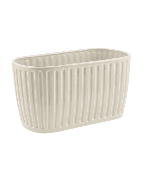 Immagine e commerce Vaso ceramica ovale baccellata color avorio per 2 vaso 12cm