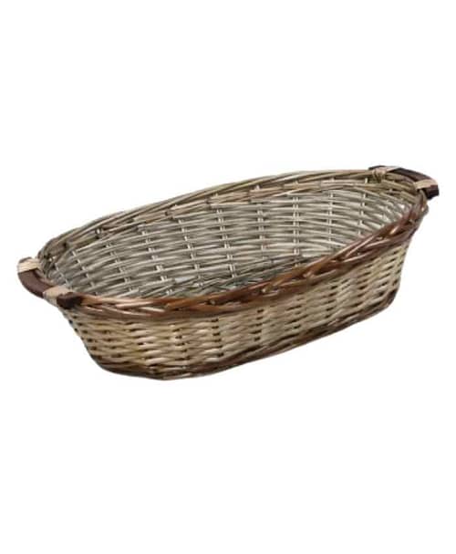 Immagine e commerce Cesto Confezionamento natale ovale in vimini grigio e marrone cm 57x44 h 14