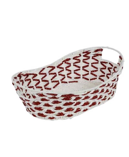 Immagine e commerce Cesto confezionamento ovale Natale in corda bicolore bianco e oro cm 38x28 h 12