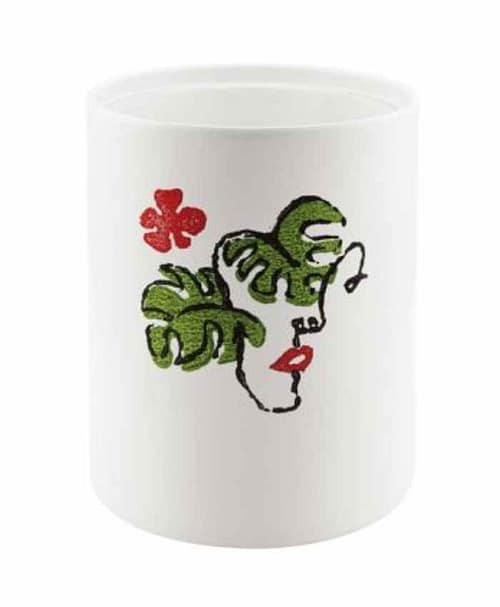 Immagine e commerce Cilindro in ceramica bianca con disegno Donna diametro 12 alto 16 cm