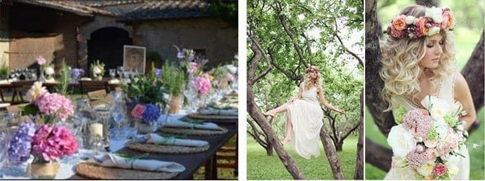 Matrimonio in stile Boho chic con fiori di campo