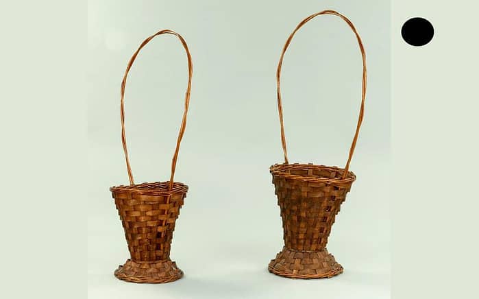 Immagine e commerce Cesto marrone svasato manico lungo per fiori diametro 25 cm