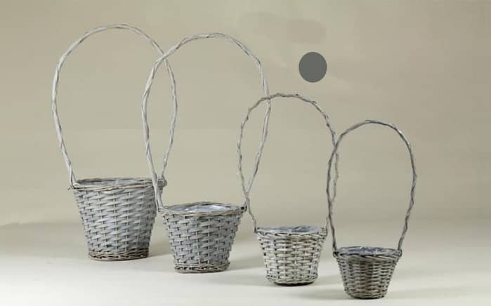Immagine e commerce Cestini in vimini con manico grigio per piante vaso 14 cm