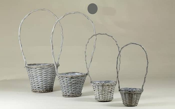 Immagine e commerce Cestini in vimini con manico grigio per piante vaso 18 cm