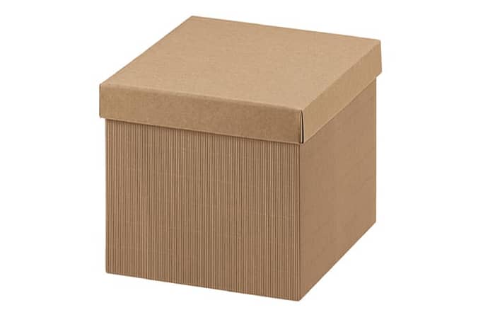 Immagine e commerce Scatola per cesti natalizi in cartoncino rigato con coperchio liscio cm 31x31 h31