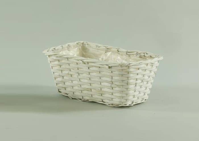 immagine e-commerce Cestino in vimini rettangolare bianco per 2 vaso 14