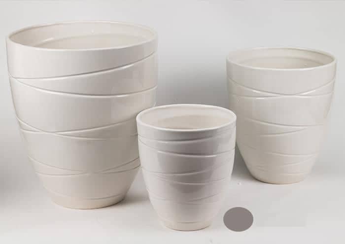Porta vasi per piante in ceramica rigata cm 18 h20