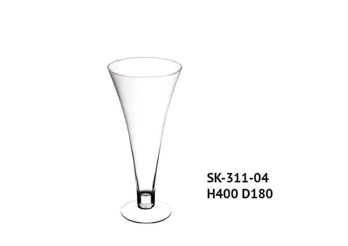 Vaso vetro forma flute senza gambo alto 40 cm