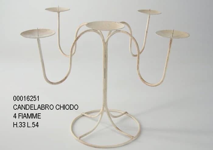 Candelabro in ferro 4 fiamme per composizioni floreali h54 cm