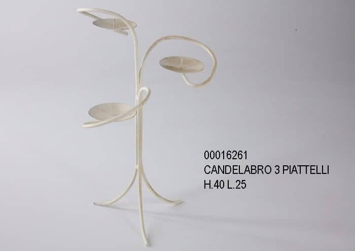 Candelabro stretto in ferro con 3 fiamme altezza 40 cm