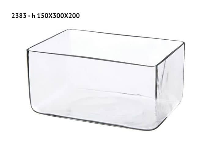 Ciotola in vetro spesso forma rettangolare cm 30x20 h15 - Ciotole vetro