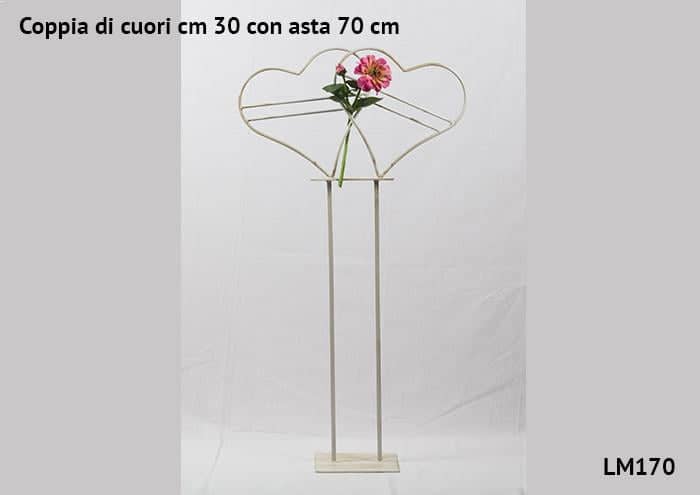 Coppia di cuori cm 30 con asta 70 cm- Strutture per addobbi floreali