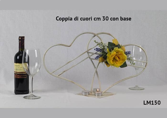 Coppia di cuori cm 30 con base - Strutture per addobbi floreali