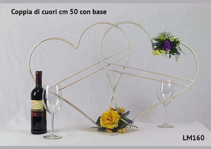 Coppia di cuori cm 50 con base - Strutture per addobbi floreali