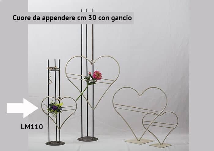 Cuore da appendere cm 30 con gancio - Strutture per addobbi floreali