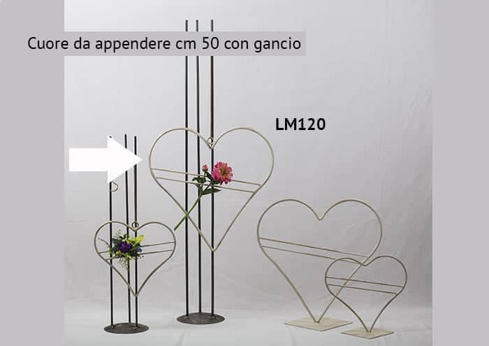 Cuore da appendere cm 50 con gancio - Strutture per addobbi floreali