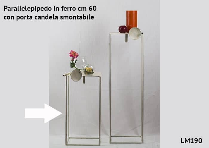 Parallelepipedo in ferro cm 60 con portacandele smontabile - Strutture per addobbi floreali